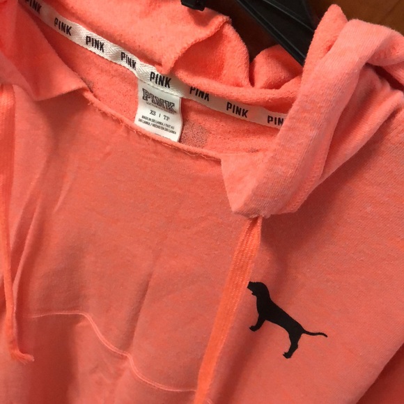 PINK, coral/white oversized hoodie, size XS - Picture 2 of 4